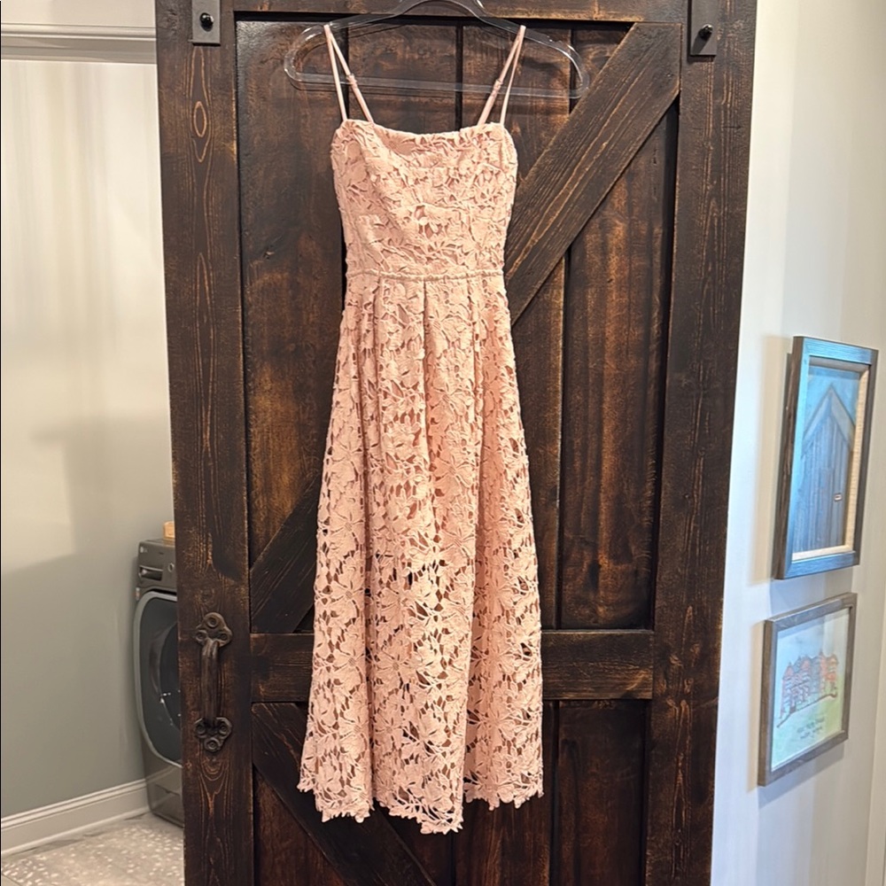 Astr Blush Lace Midi Dress